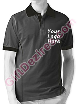 Black Melange Color Logo Custom T Shirts